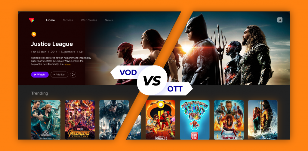 difference between OTT vs VOD