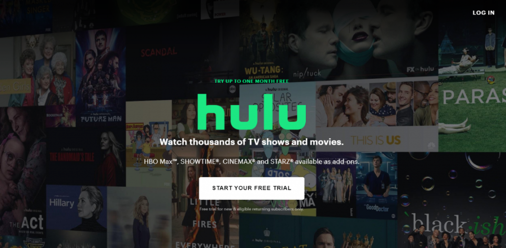 Most popular streaming services like Hulu