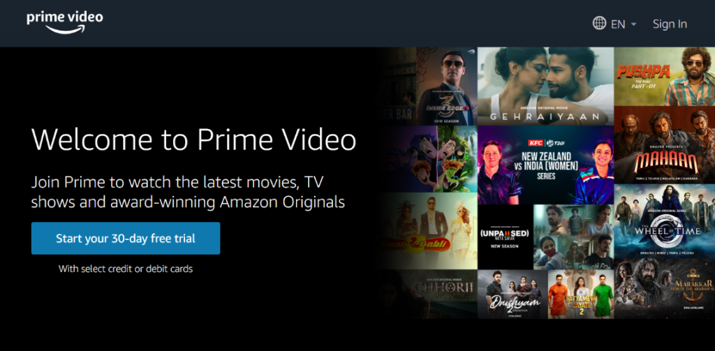 online streaming services like amazon prime video